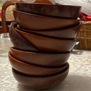 Stacked Wooden Bowls - Rich Brown Salad Bowls